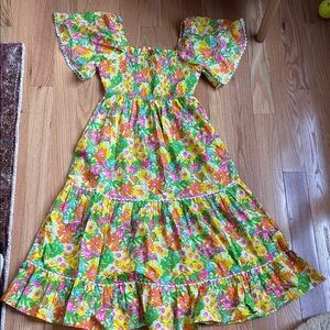 Pink City Prints Floral Puff Sleeve Dress